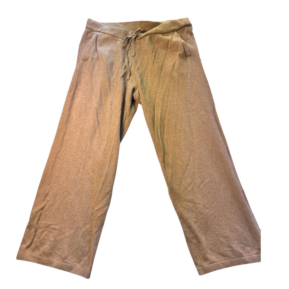 GAP Knit Pants Lounge Drawstring Wide Leg Tan Womens Large Fall Comfy Warm